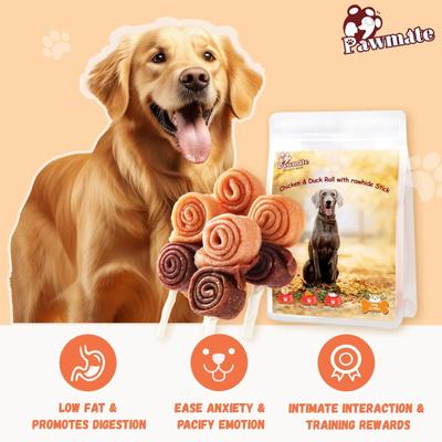 Show full view: Pawmate Chicken & Duck Roll & Rawhide Stick Dog Chews, 11-oz bag, 4 count slide 7 of 10