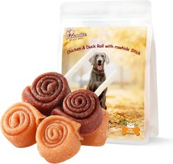 Pawmate Chicken & Duck Roll & Rawhide Stick Dog Chews, 11-oz bag, 4 count
