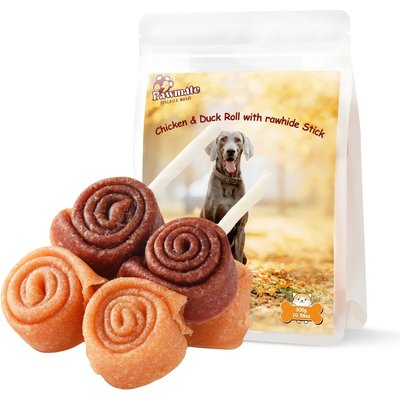 Pawmate Pawmate Chicken & Duck Roll & Rawhide Stick Dog Chews, 11-oz bag, 4 count