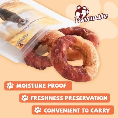 Show full view: Pawmate Chicken & Duck Wrapped Rawhide Donut Dog Chews, 11-oz bag, 4 count slide 9 of 10