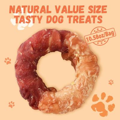 Show full view: Pawmate Chicken & Duck Wrapped Rawhide Donut Dog Chews, 11-oz bag, 4 count slide 7 of 10