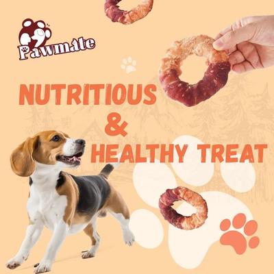 Show full view: Pawmate Chicken & Duck Wrapped Rawhide Donut Dog Chews, 11-oz bag, 4 count slide 8 of 10