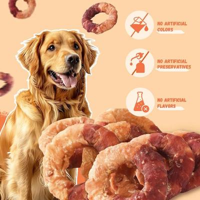 Show full view: Pawmate Chicken & Duck Wrapped Rawhide Donut Dog Chews, 11-oz bag, 4 count slide 4 of 10