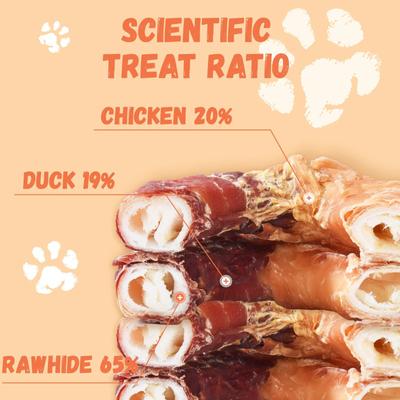 Show full view: Pawmate Chicken & Duck Wrapped Rawhide Donut Dog Chews, 11-oz bag, 4 count slide 3 of 10