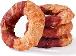 Pawmate Chicken & Duck Wrapped Rawhide Donut Dog Chews, 11-oz bag, 4 count