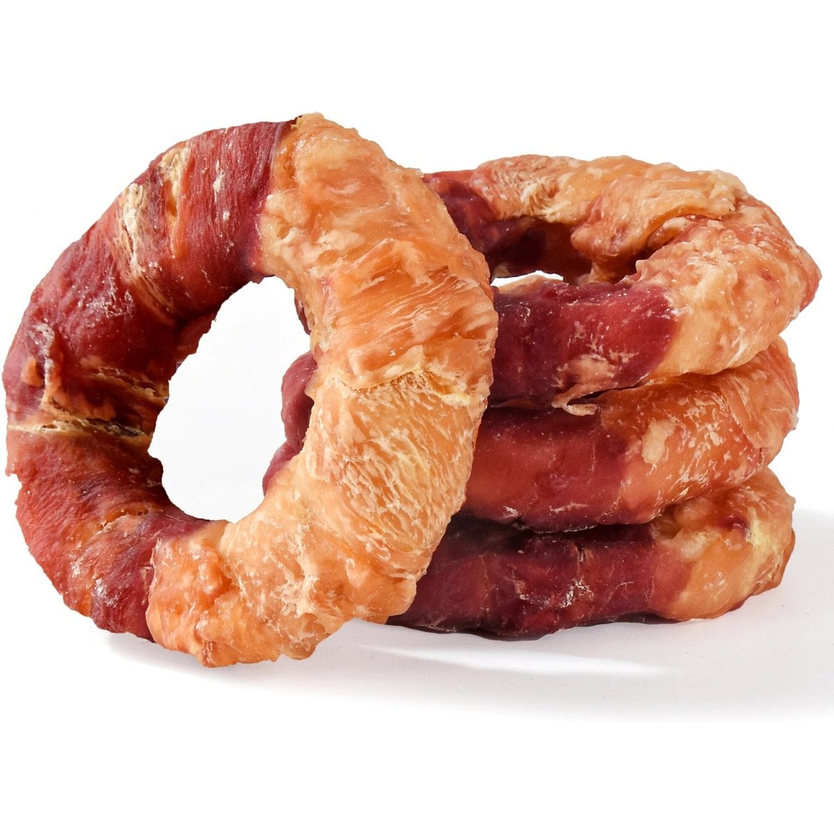 Pawmate Chicken & Duck Wrapped Rawhide Donut Dog Chews, 11-oz bag, 4 count