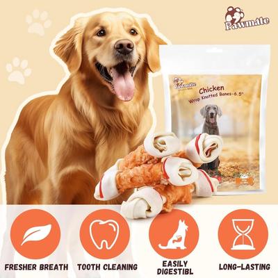 Show full view: Pawmate Teething Stick 6.5-inch Chicken Wrap Dog Chews, 11-oz bag, 4 count slide 8 of 10