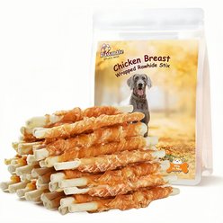 Pawmate Chicken Wrapped Rawhide Sticks Dog Chews, 11-oz bag, 20 count
