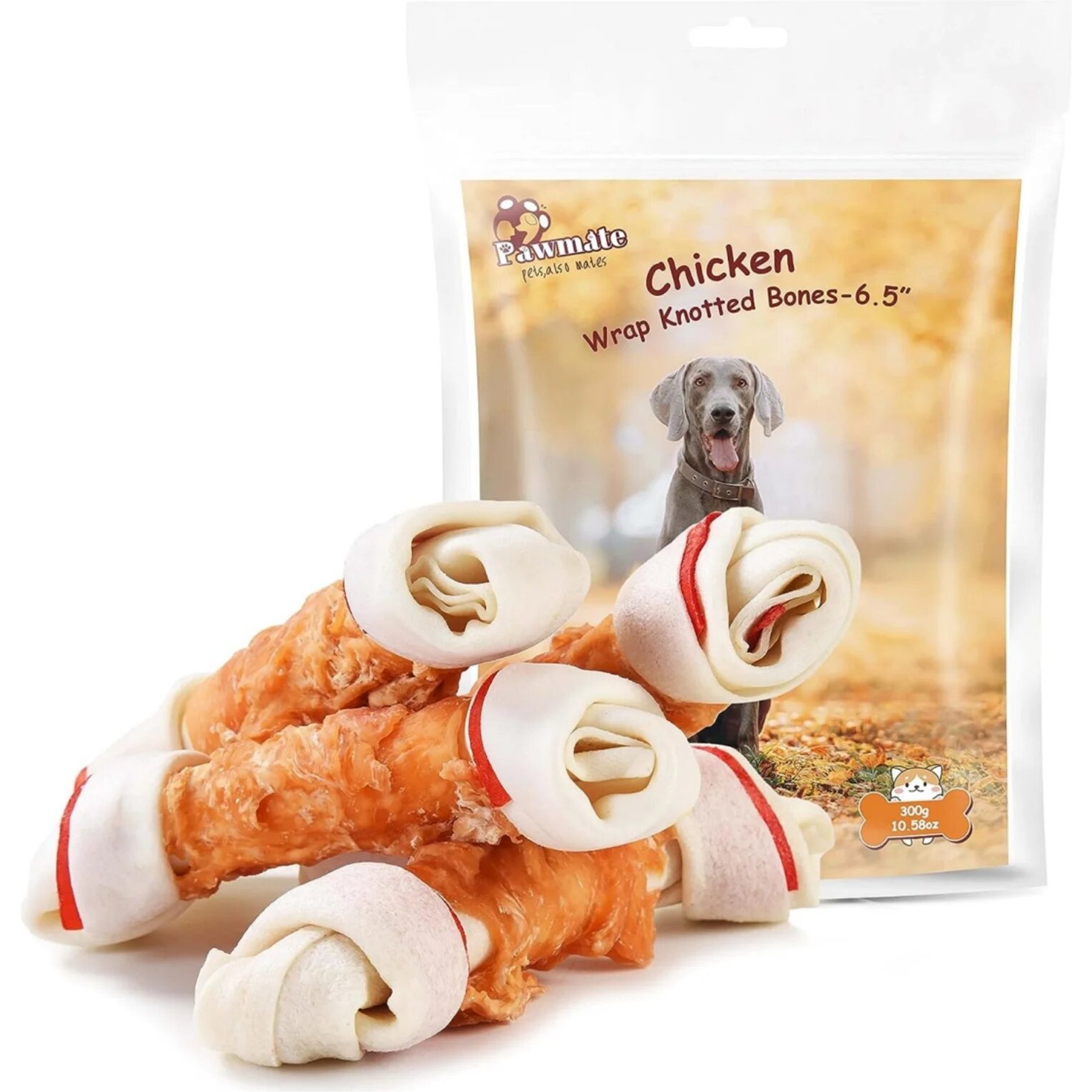 Pawmate Teething Stick 6.5-inch Chicken Wrap Dog Chews, 11-oz bag, 4 count