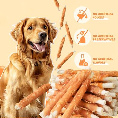 Show full view: Pawmate Chicken Wrapped Rawhide Sticks Dog Chews, 11-oz bag, 20 count slide 4 of 10