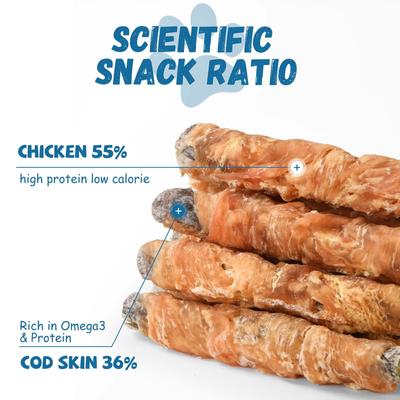 Show full view: Pawmate Chicken Wrapped Cod Fish Skin Stick Dog Chews, 11-oz bag slide 6 of 9