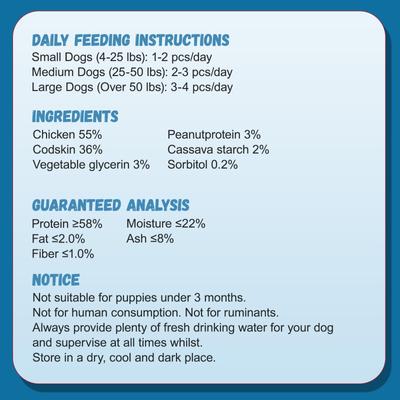 Show full view: Pawmate Chicken Wrapped Cod Fish Skin Stick Dog Chews, 11-oz bag slide 3 of 9