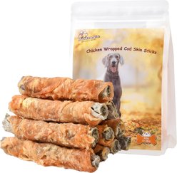 Pawmate Chicken Wrapped Cod Fish Skin Stick Dog Chews, 11-oz bag slide 1 of 8