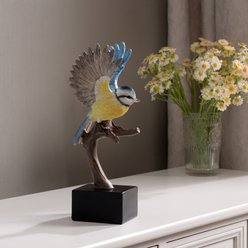 Hi-Line Gift 10.7-in Blue Tit On Branch Lifelike Resin Indoor Tabletop Decor