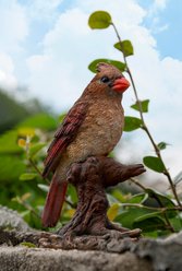 Hi-Line Gift 5.98-in Female Cardinal Resting On Stump Garden Statue Outdoor Decor