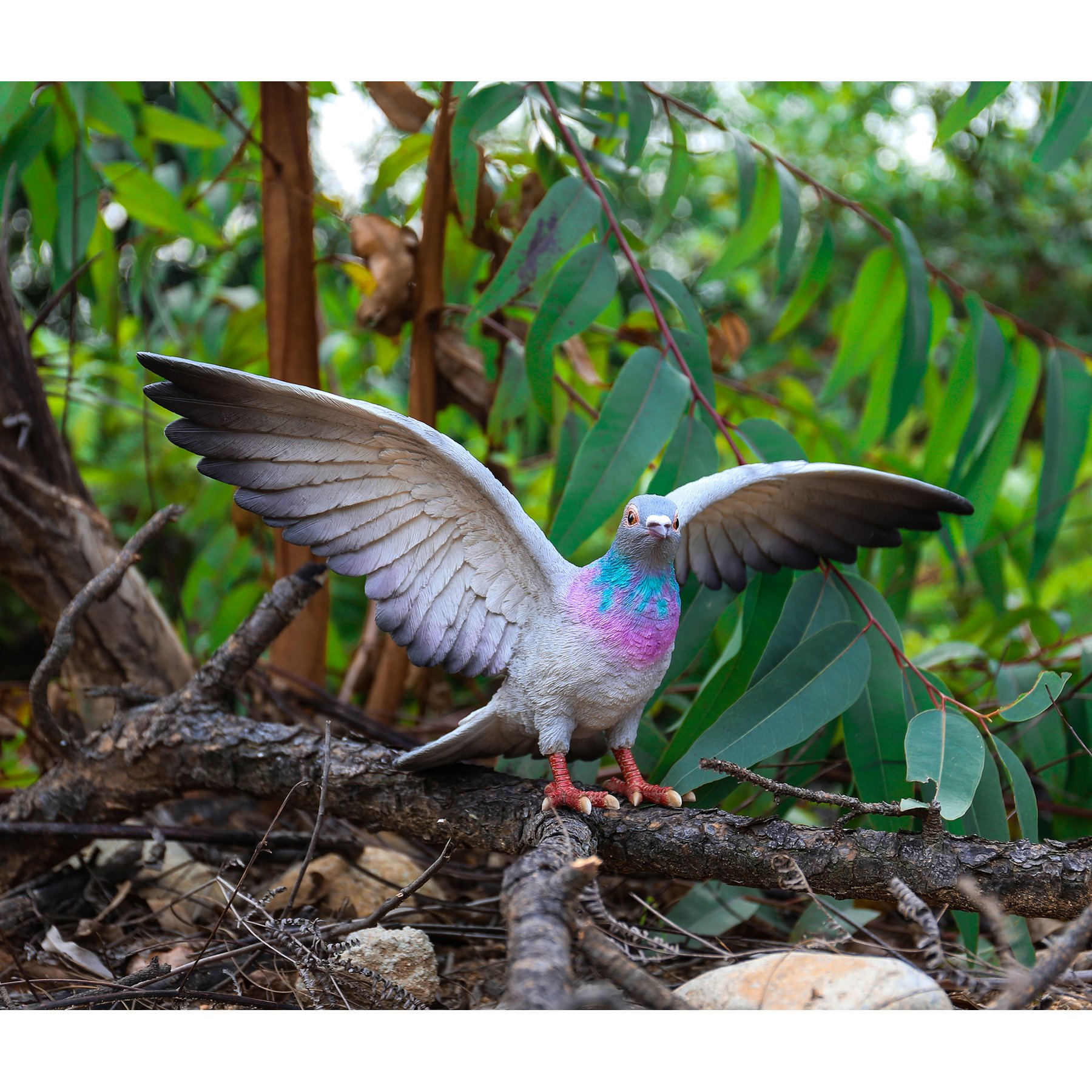 Hi-Line Gift 9.25-in Grey Pigeon with Coloured Neck Statue Outdoor Decor