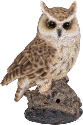 Show full view: Hi-Line Gift 6.42-in Motion Activated Singing Long Eared Owlet Standing On Stump Outdoor Decor slide 3 of 8