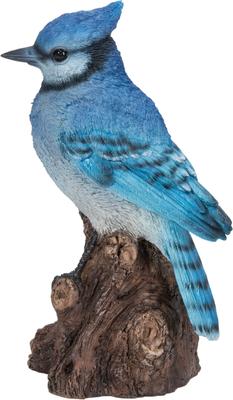 Show full view: Hi-Line Gift 6.5-in Motion Activated Singing Blue Jay Standing On Stump Outdoor Decor slide 4 of 9
