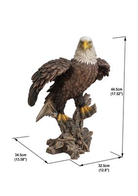 Show full view: Hi-Line Gift 17.5-in Bald Eagle On Stump with Wings Out Statue Outdoor Decor slide 7 of 8