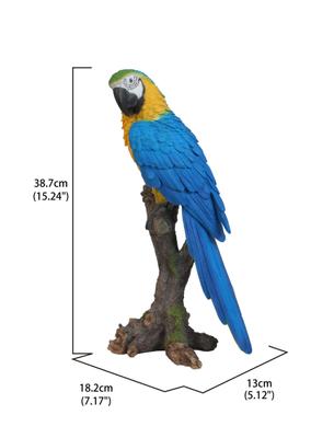 Show full view: Hi-Line Gift 15.24-in Blue & Yellow Parrot On Branch Statue Outdoor Decor slide 7 of 9