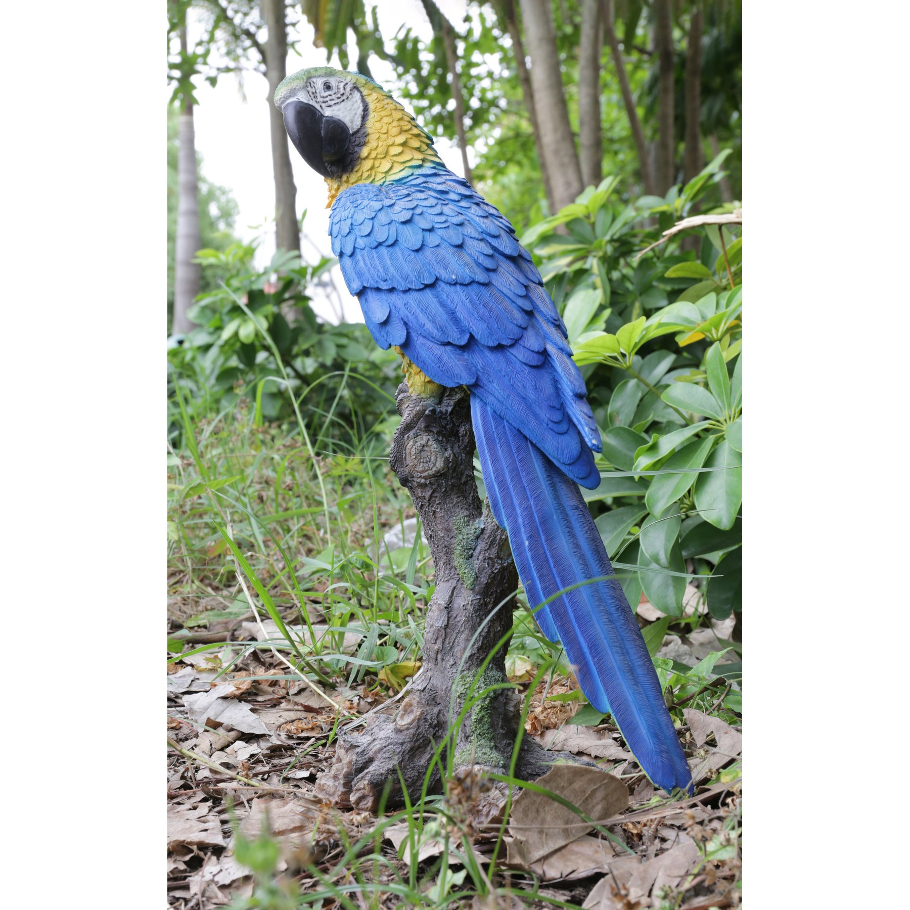 Hi-Line Gift 15.24-in Blue & Yellow Parrot On Branch Statue Outdoor Decor