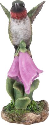 Show full view: Hi-Line Gift 5.51-in Hummingbird On Foxglove Statue Outdoor Decor slide 2 of 8