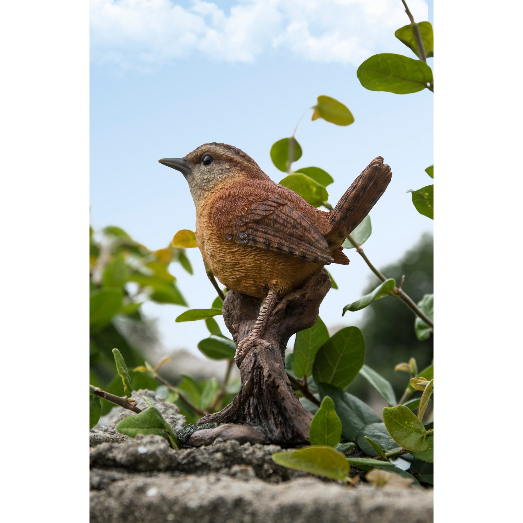 Hi-Line Gift 4.92-in Carolina Wren On Stump Garden Statue Outdoor Decor