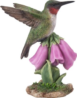 Show full view: Hi-Line Gift 5.51-in Hummingbird On Foxglove Statue Outdoor Decor slide 5 of 8