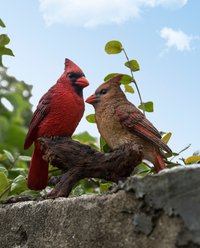 Hi-Line Gift 6.1-in Cardinal Couple On Stump Garden Statue Outdoor Decor