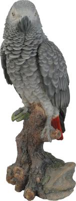 Show full view: Hi-Line Gift 15.04-in Grey Gabon Parrot On Stump Outdoor Decor slide 2 of 10