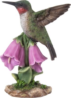 Show full view: Hi-Line Gift 5.51-in Hummingbird On Foxglove Statue Outdoor Decor slide 3 of 8