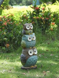 Hi-Line Gift 17.75-in Stacked Owls Outdoor Decor