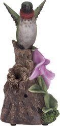 Hi-Line Gift 5.91-in Motion Activated Singing Hummingbird On Foxglove Outdoor Decor