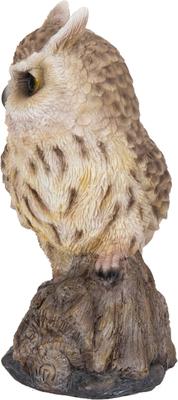 Show full view: Hi-Line Gift 6.42-in Motion Activated Singing Long Eared Owlet Standing On Stump Outdoor Decor slide 4 of 8
