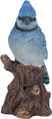 Show full view: Hi-Line Gift 6.5-in Motion Activated Singing Blue Jay Standing On Stump Outdoor Decor slide 3 of 9