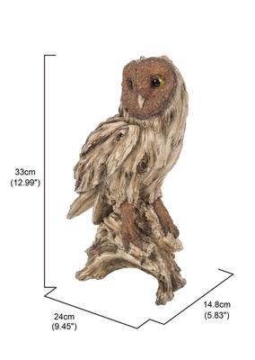 Show full view: Hi-Line Gift 13-in Driftwood Barn Owl On Stump Statue Outdoor Decor slide 7 of 9