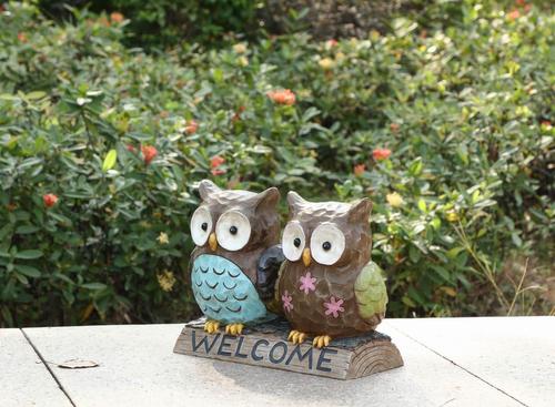 Show full view: Hi-Line Gift 10.38-in Owl Couple with Welcome Sign Outdoor Decor slide 2 of 9