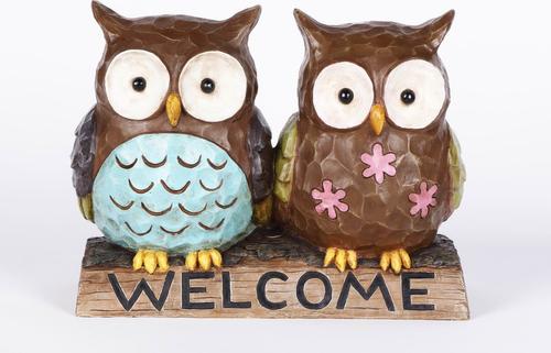 Show full view: Hi-Line Gift 10.38-in Owl Couple with Welcome Sign Outdoor Decor slide 4 of 9