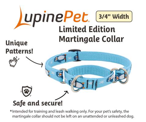 Show full view: LupinePet MicroBatch Limited Edition Adjustable Slip-On Martingale Training Dog Collar, Penguin Party, Medium: 14 to 20-in neck, 3/4-in wide slide 3 of 7
