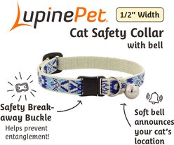 LupinePet MicroBatch Limited Edition Breakaway Buckle Safety Cat Collar with Bell, Fair Isle, 8 to 12-in neck, 1/2-in wide slide 2 of 4