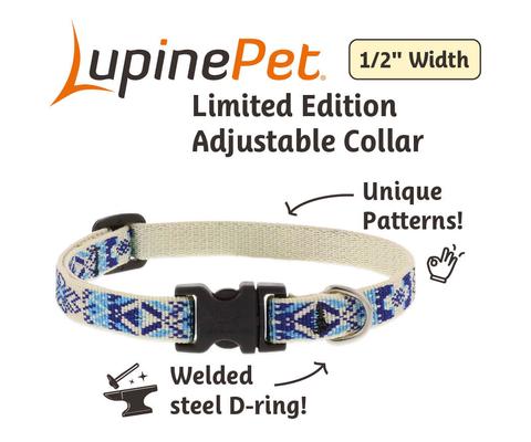 Show full view: LupinePet MicroBatch Limited Edition Adjustable Dog Collar, Fair Isle, Small: 10 to 16-in neck, 1/2-in wide slide 2 of 6