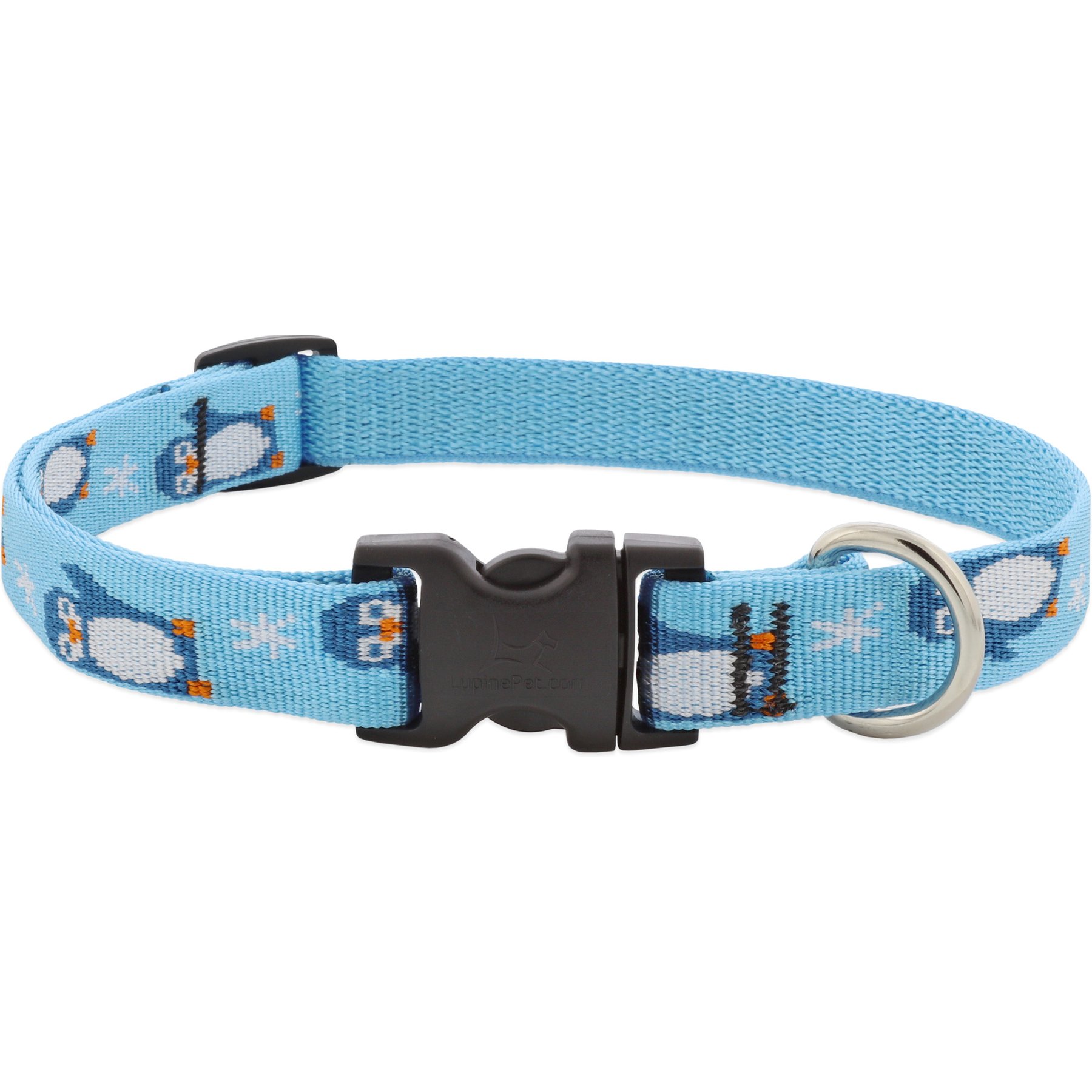 LupinePet MicroBatch Limited Edition Adjustable Dog Collar, Penguin Party, Small: 9 to 14-in neck, 3/4-in wide