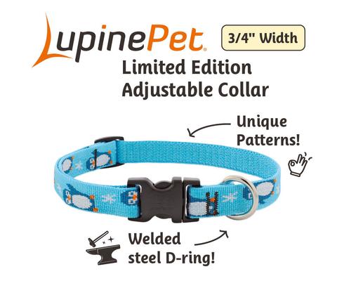 Show full view: LupinePet MicroBatch Limited Edition Adjustable Dog Collar, Penguin Party, Large: 15 to 25-in neck, 3/4-in wide slide 2 of 6