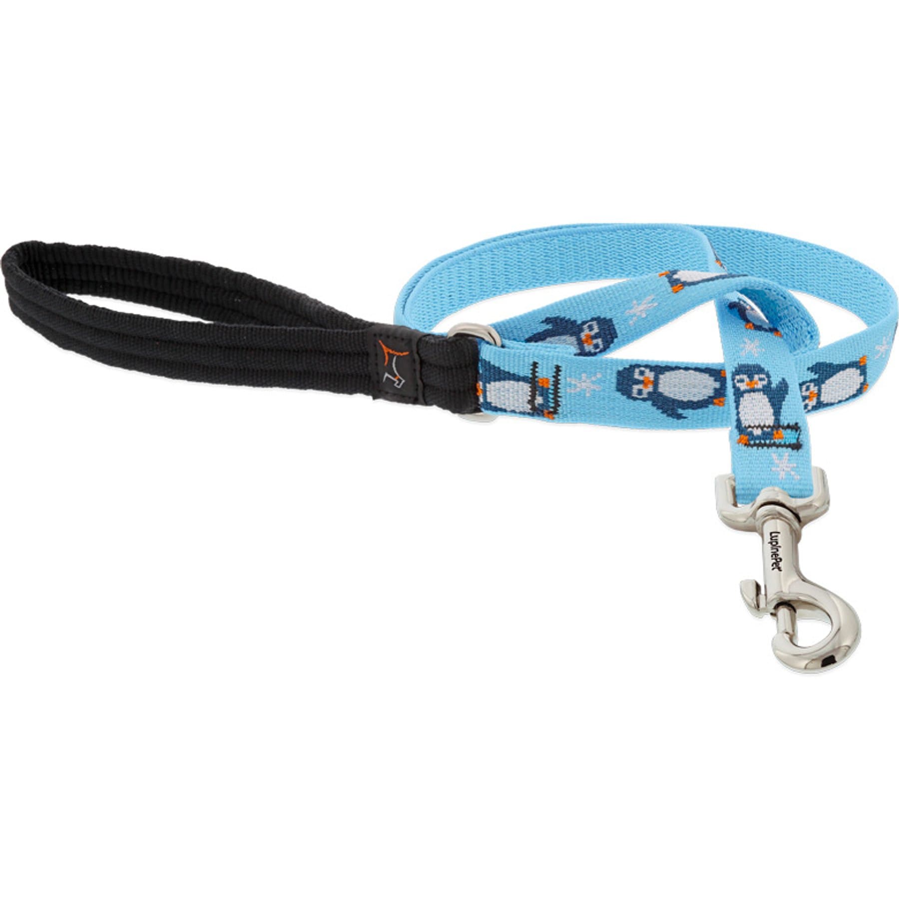 LupinePet MicroBatch Limited Edition Padded Handle Dog Leash, Penguin Party, Regular: 4-ft long, 3/4-in wide