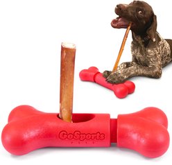 GoSports Pets Chew Champ Bully Stick Holder Dog Toy, Red, 8-in