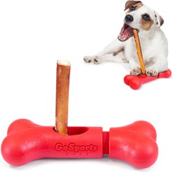 GoSports Pets Chew Champ Bully Stick Holder Dog Toy, Red, 6-in
