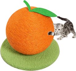 NonoPets Fruit Fun Sisal Rope Scratching Ball Cat Toy, Orange