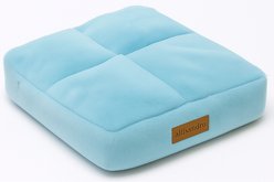 Allisandro Premium Faux Fur Square Cushion Dog & Cat Bed with Anti-Shift Internal Baffle Design, Blue, 24 x 24 x 4-in