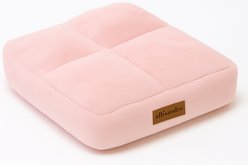 Allisandro Premium Faux Fur Square Cushion Dog & Cat Bed with Anti-Shift Internal Baffle Design, Pink, 16 x 16 x 4-in