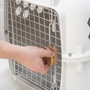 SportPet Designs Dog & Cat Travel Kennel, Cream & Gold, 24-in